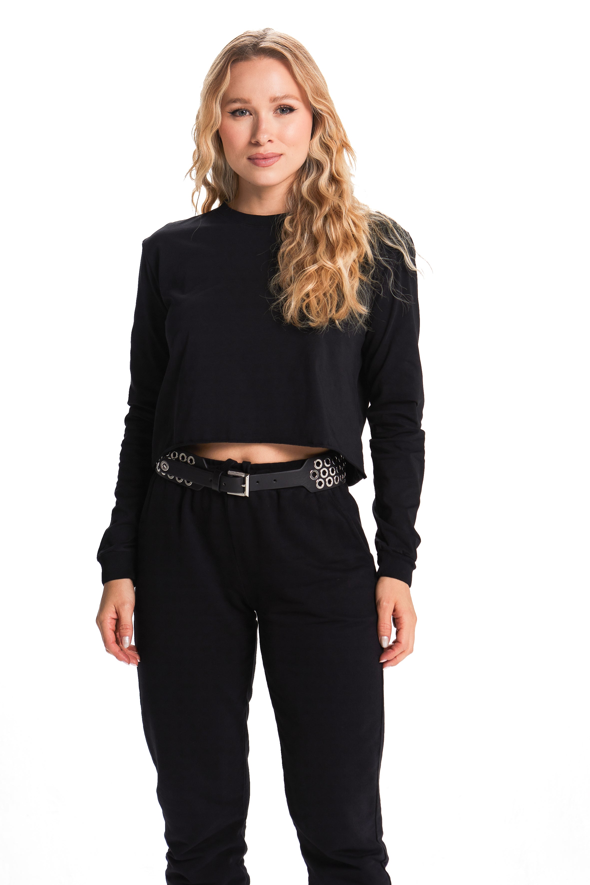 Cropped Manga Longa Preto