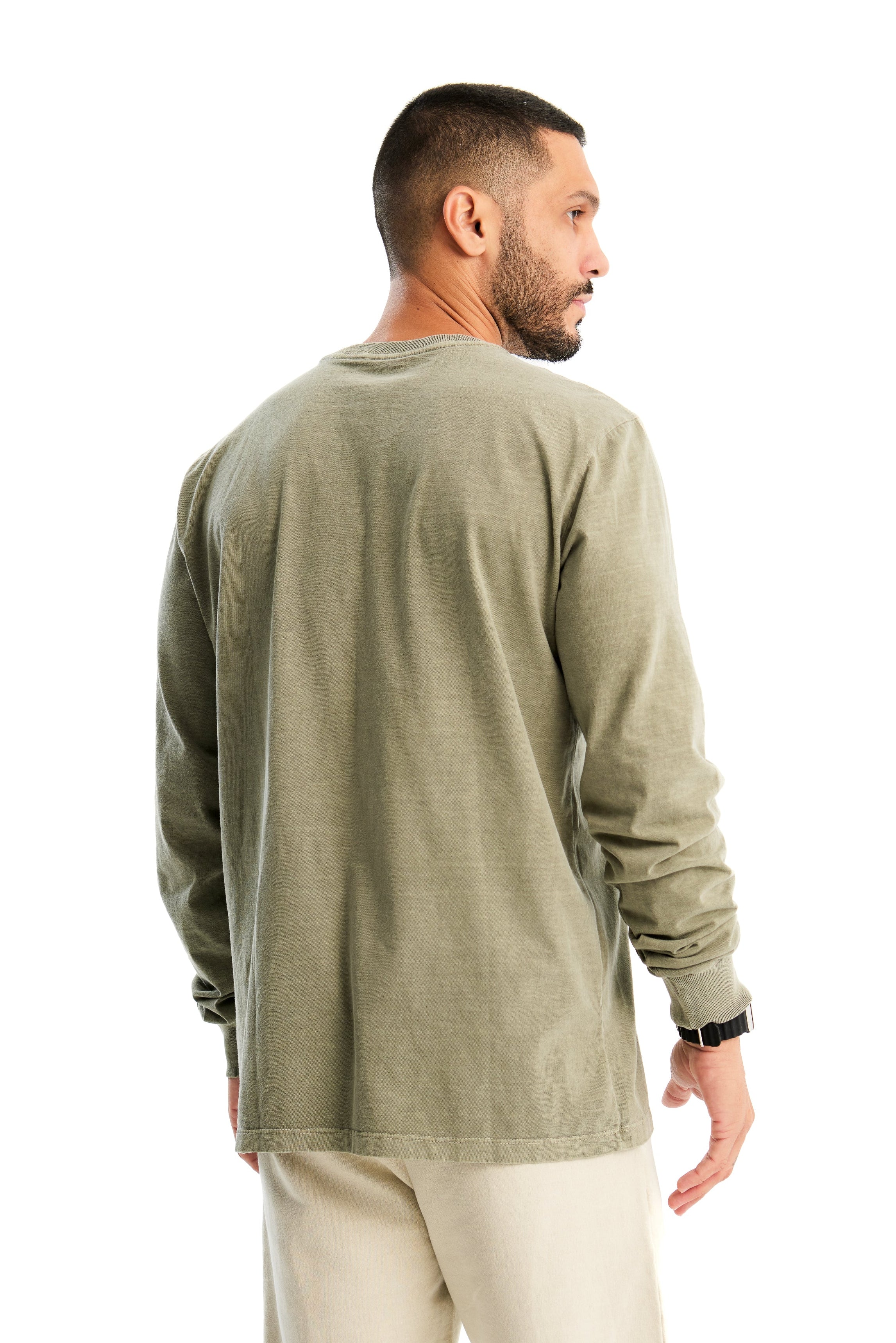 Camiseta Manga Longa Masculina Verde Militar