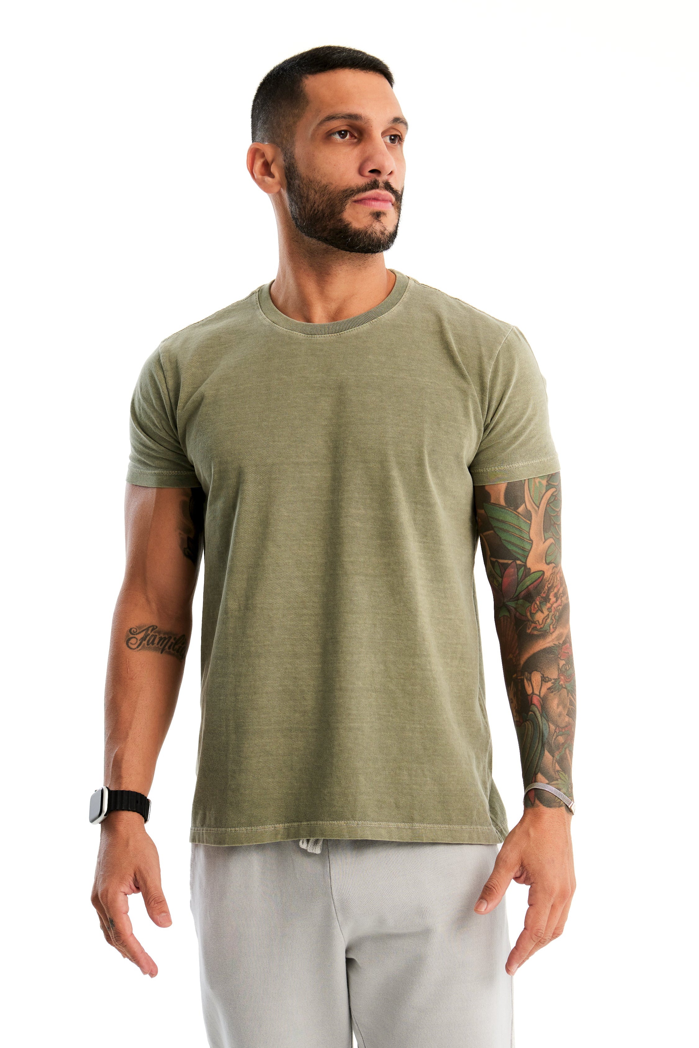 Camiseta Básica Masculina Verde Militar