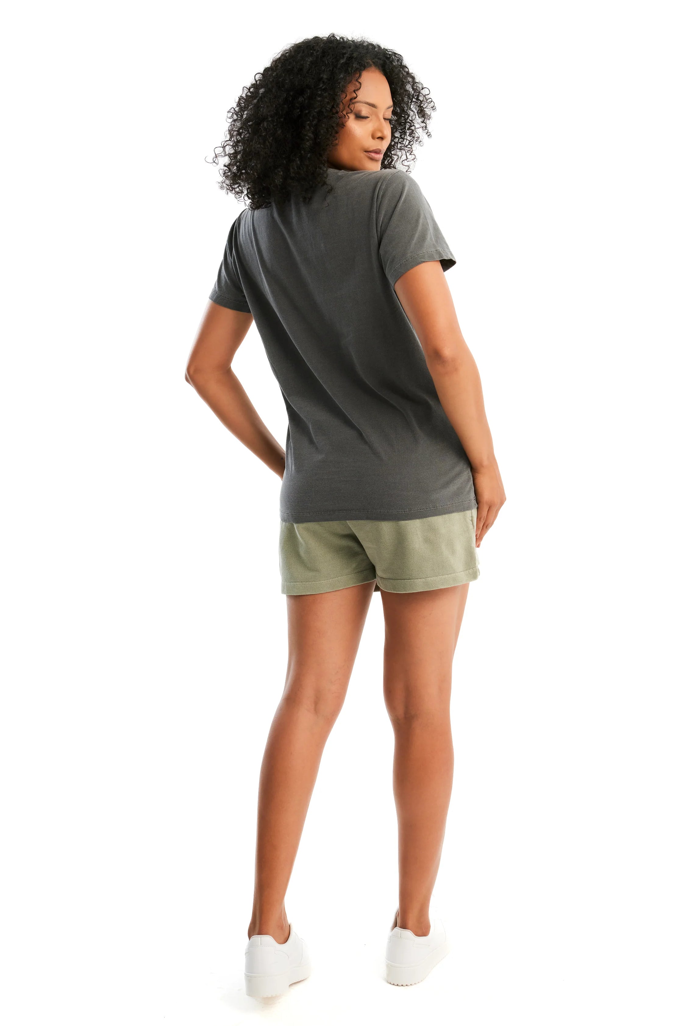 Short Moletom Feminino Verde Militar