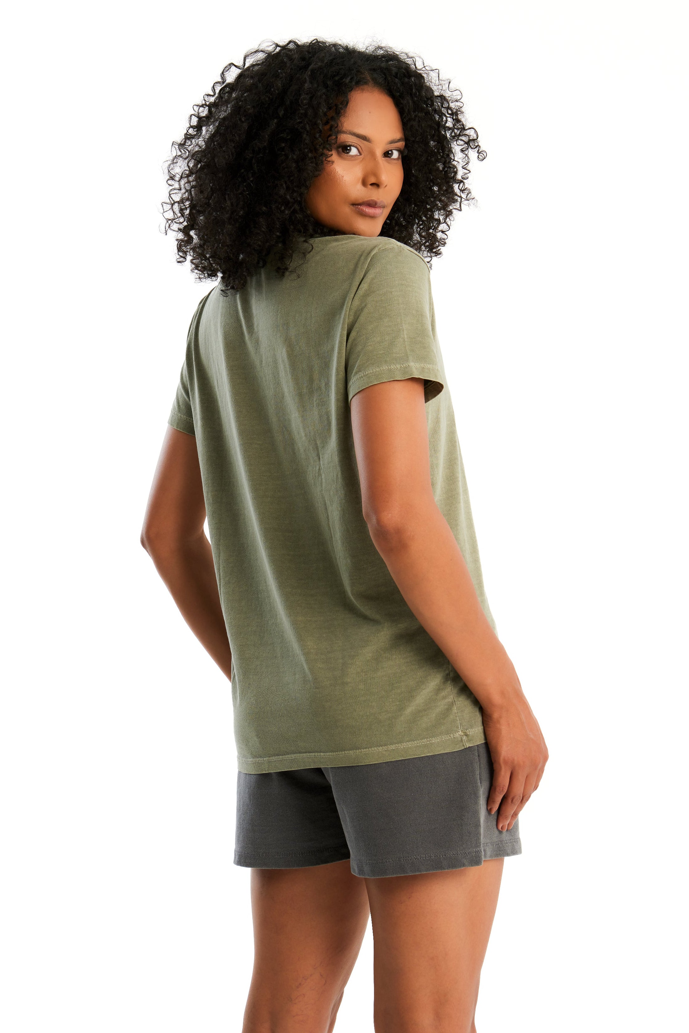 Camiseta Básica Feminina Verde Militar